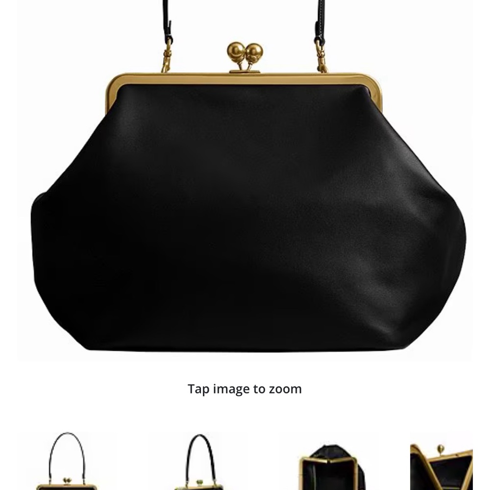 Coach Black Leather Clutch with Gold Accents